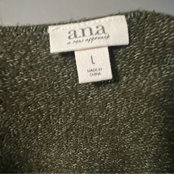 ANA Olive Green V Neck Knit Sweater - Picture 3 of 3